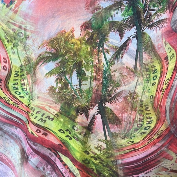 100% Silk Touch 2 sided Colorful Abstract Large Scarf, preowned OS - Picture 2 of 8